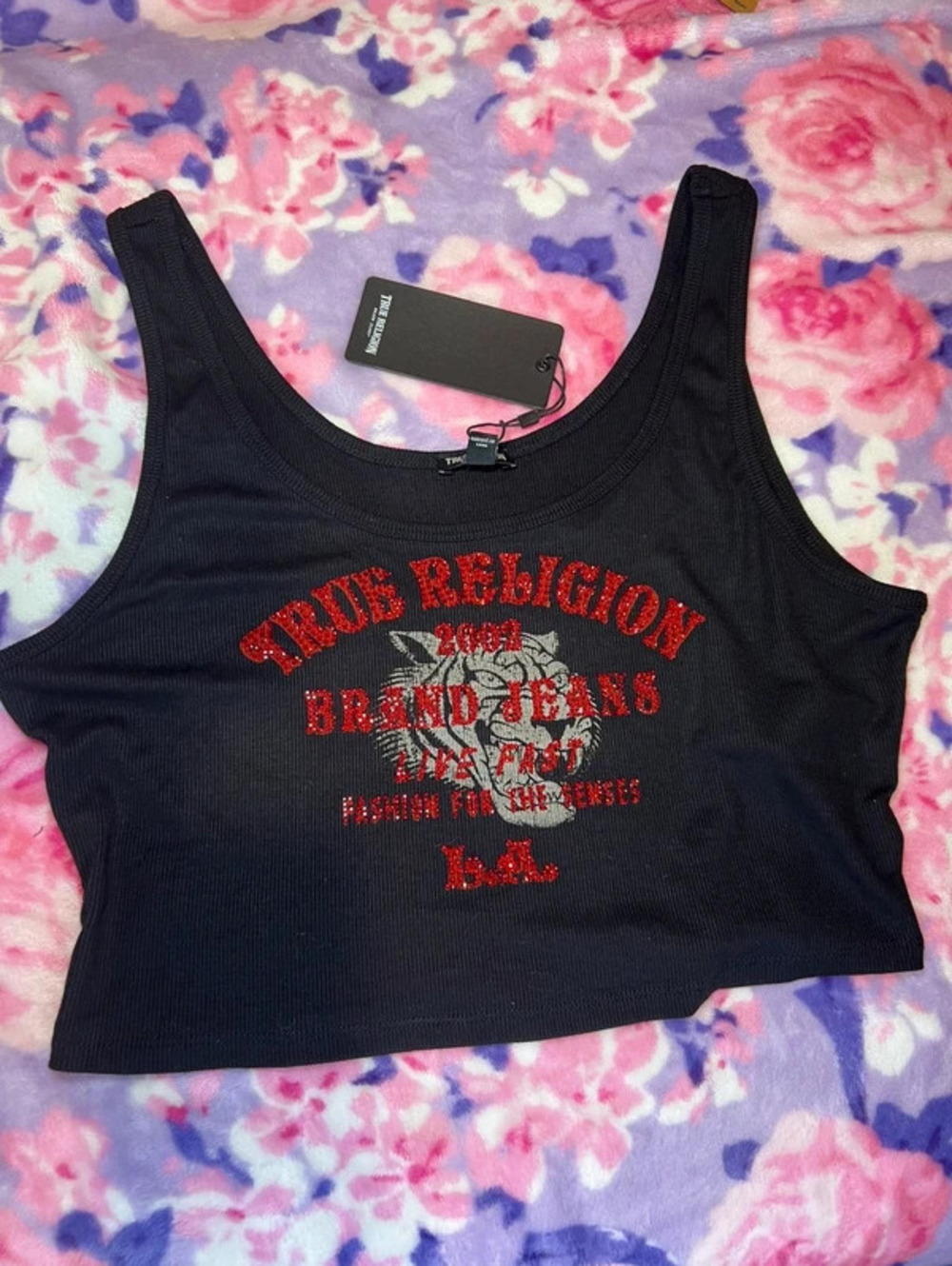 True Religion Rhinestone Crop Tank NWT Women’s XL